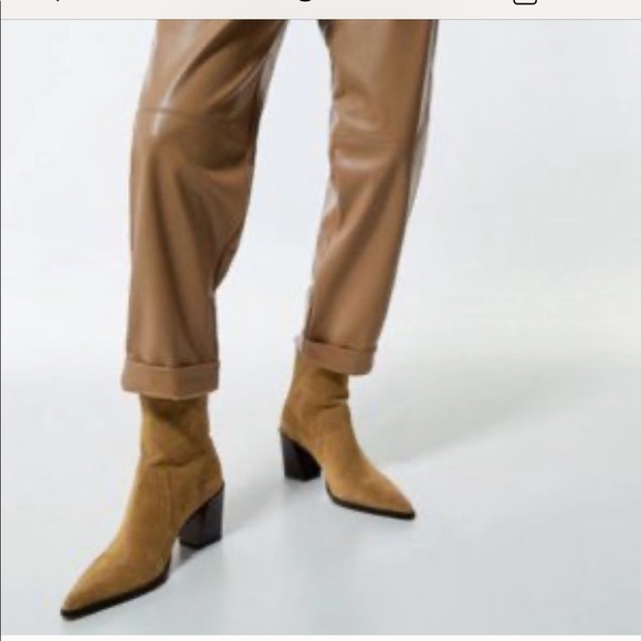 Zara soft split suede high heel ankle boots